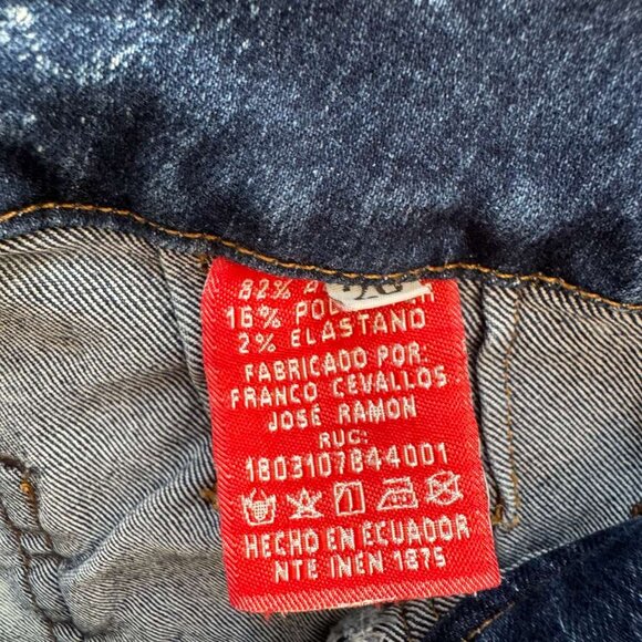 HTF RARE VTG Y2K Acid Wash Distressed Frayed Blue Jeans Wms High Waist 34 Skinny - Picture 4 of 16